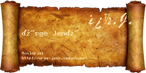 Ürge Jenő névjegykártya